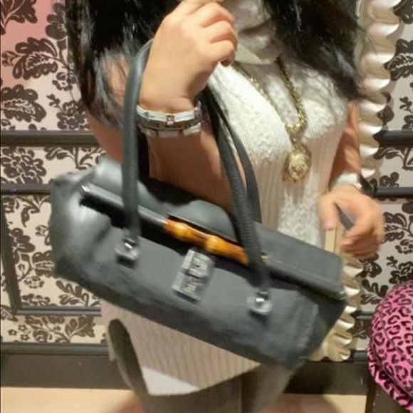 Authentic Gucci Bullet Bag Black  with Bamboo - Picture 9 of 9